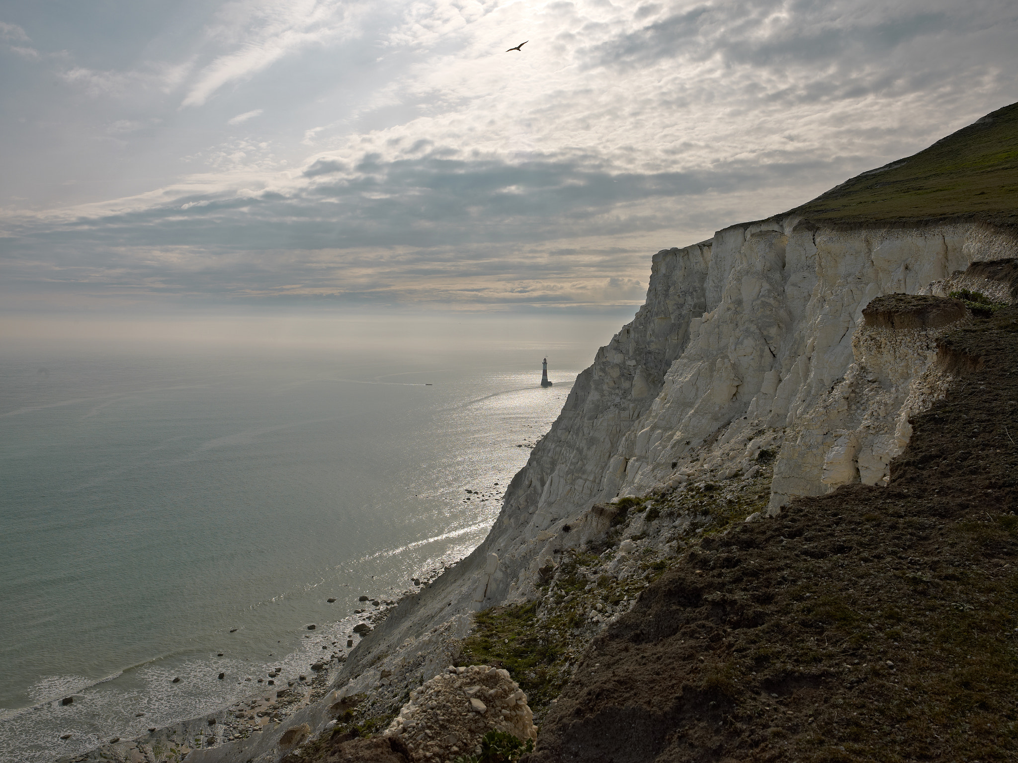 Phase One P21 sample photo. English steep coast with lighthouse photography