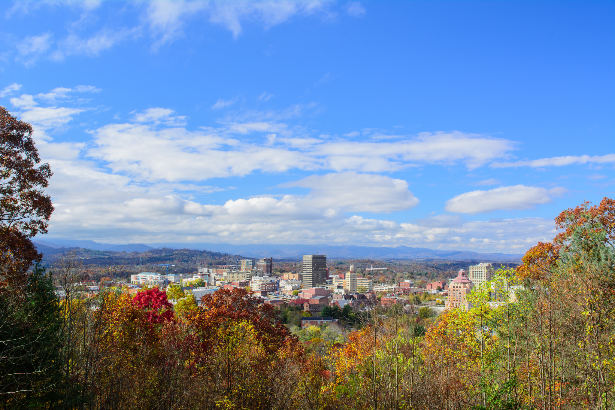 Nikon D7100 + Samyang 12mm F2.8 ED AS NCS Fisheye sample photo. Downtown asheville in the fall photography