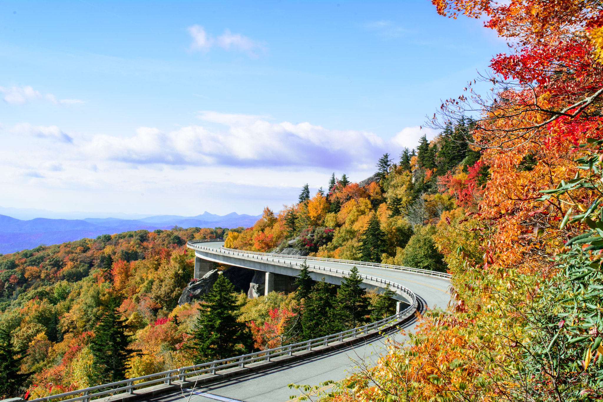 Nikon D7100 + Samyang 12mm F2.8 ED AS NCS Fisheye sample photo. Fall at linn cove viaduct photography