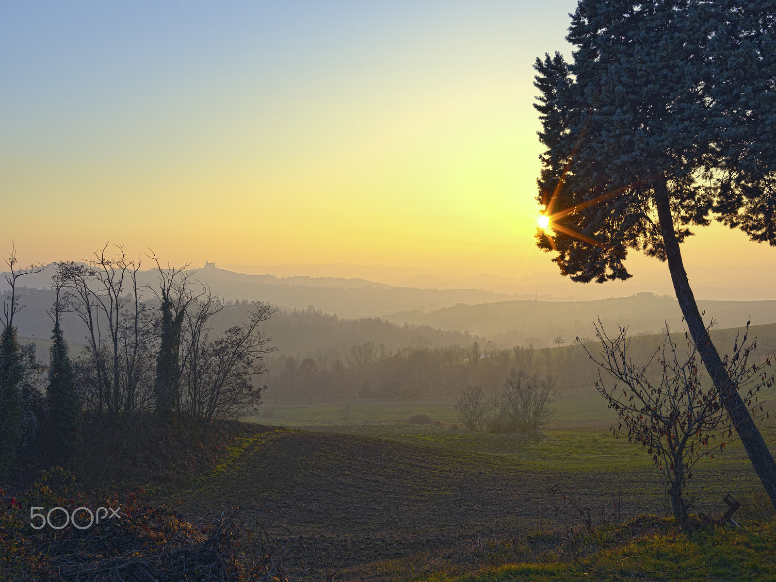 HCD 35-90 sample photo. Winter sunset on monferrato hills photography