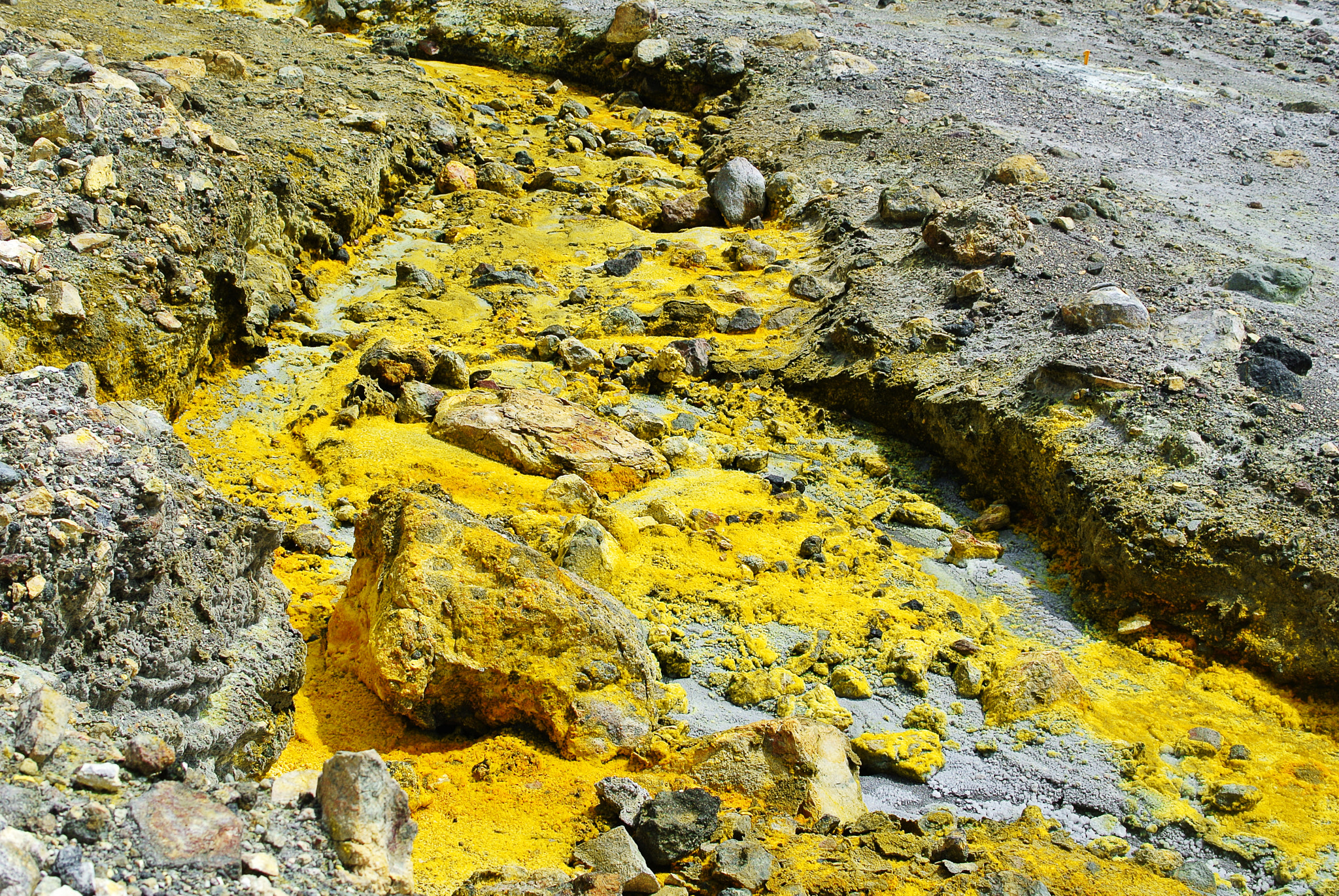 Nikon 1 V1 + Nikon 1 Nikkor 18.5mm F1.8 sample photo. White island volcano - new zealand - yellow river 1 photography