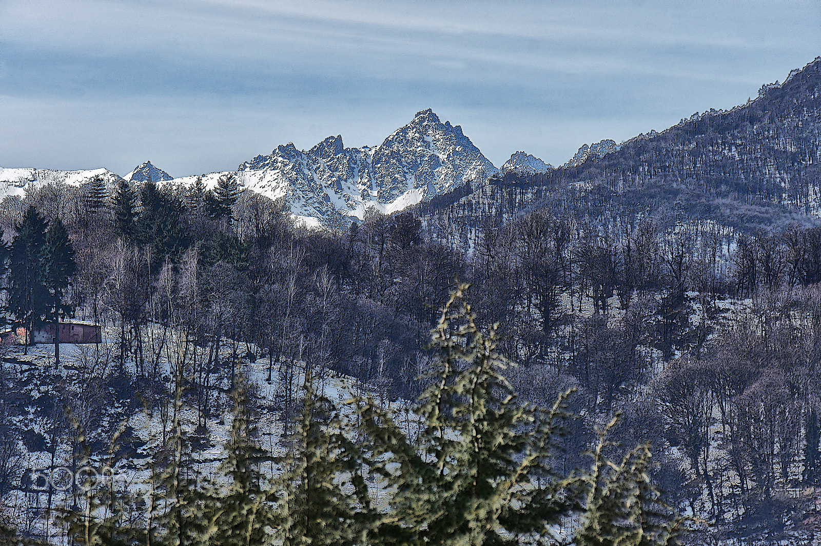 Sony Alpha NEX-3 + Sony E 55-210mm F4.5-6.3 OSS sample photo. Light snowfall in the alps photography