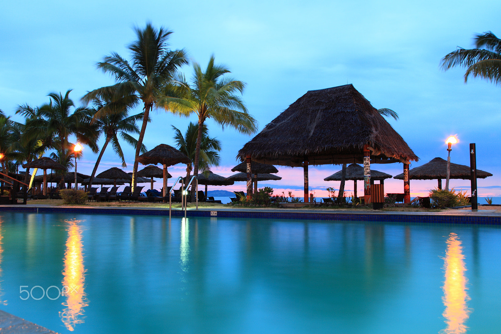 Canon EF 24-105mm F4L IS USM sample photo. Pool at sunset photography