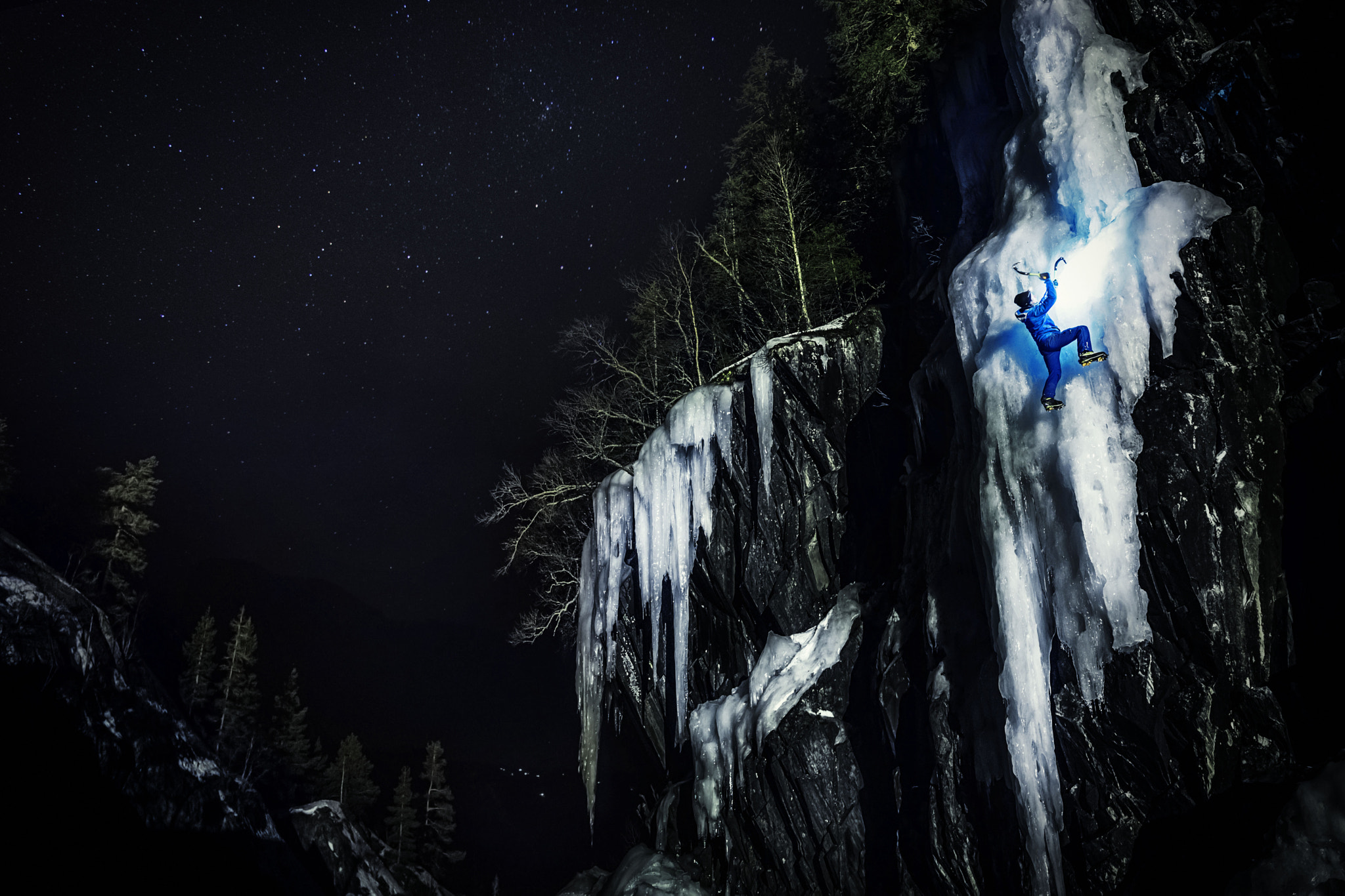 Super-Elmar-S 24 sample photo. Ice climbing at night photography
