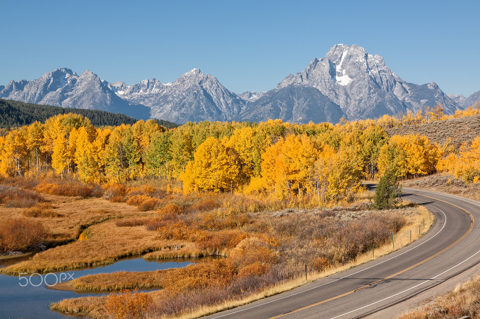 Canon EOS 50D + EF28-70mm f/2.8L USM sample photo. Highway through the tetons in fall photography