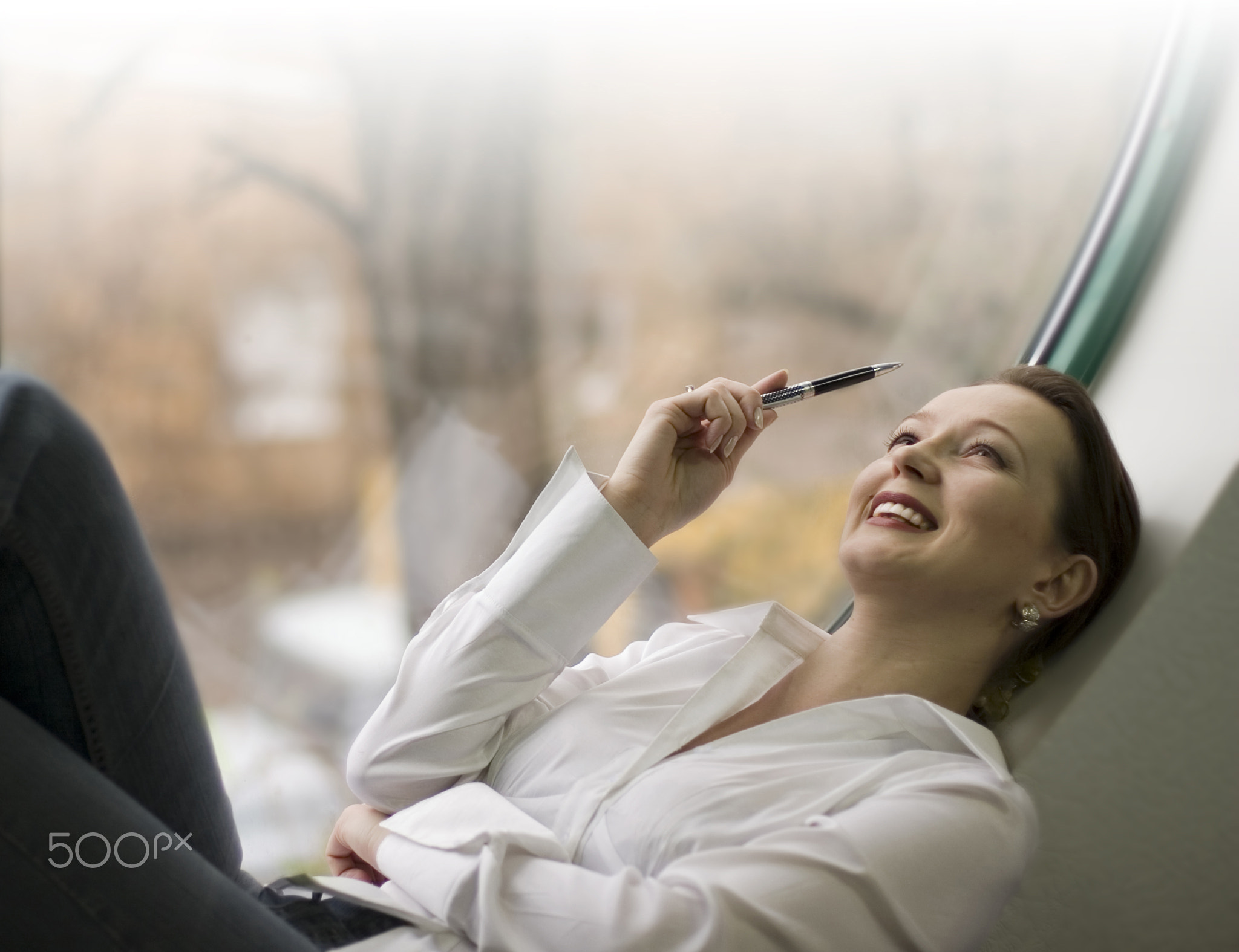 business woman on window background