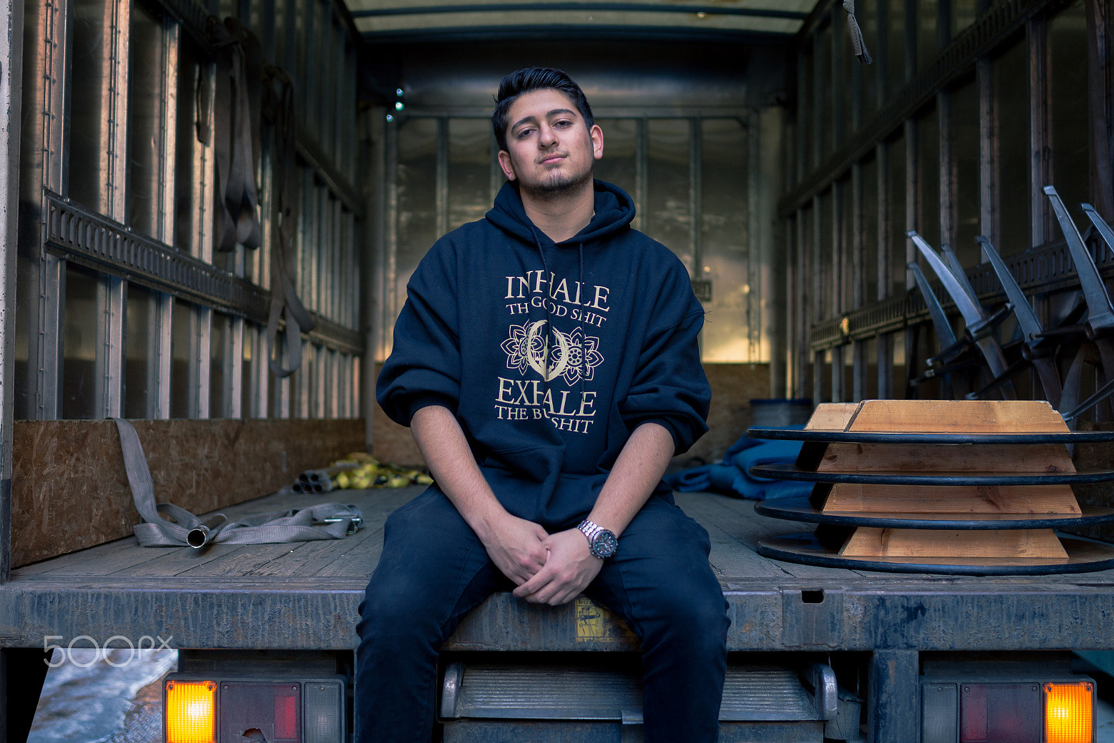 Sigma 24mm F1.4 DG HSM Art sample photo. Can he sit in the truck photography