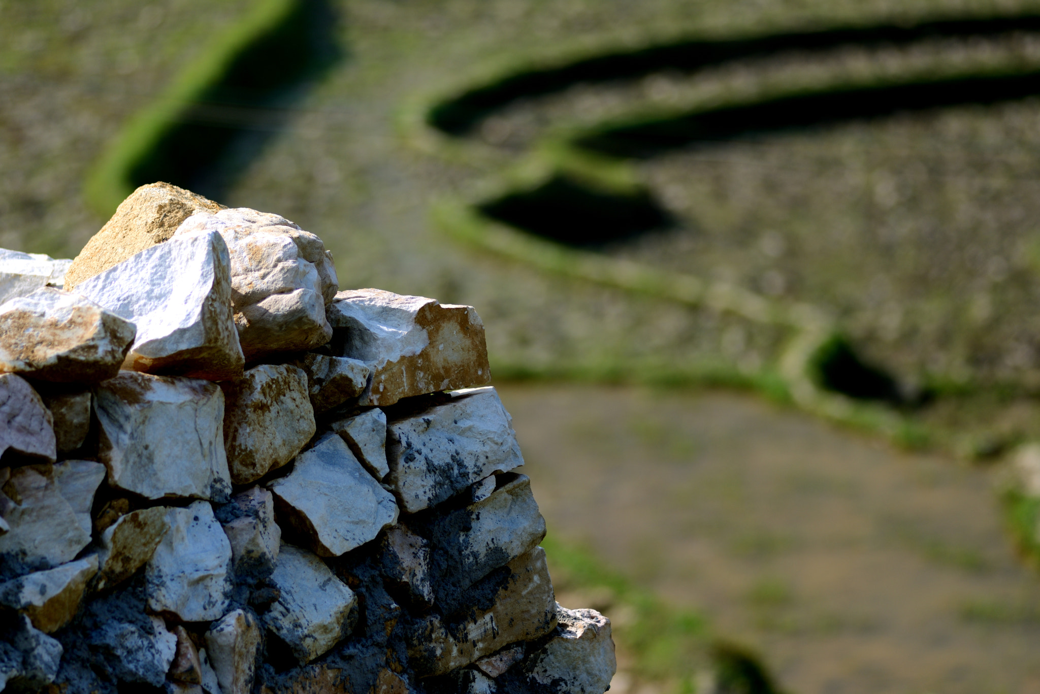 Nikon D600 + Nikon AF Nikkor 180mm F2.8D ED-IF sample photo. Rock to reinforce the rice terraces photography