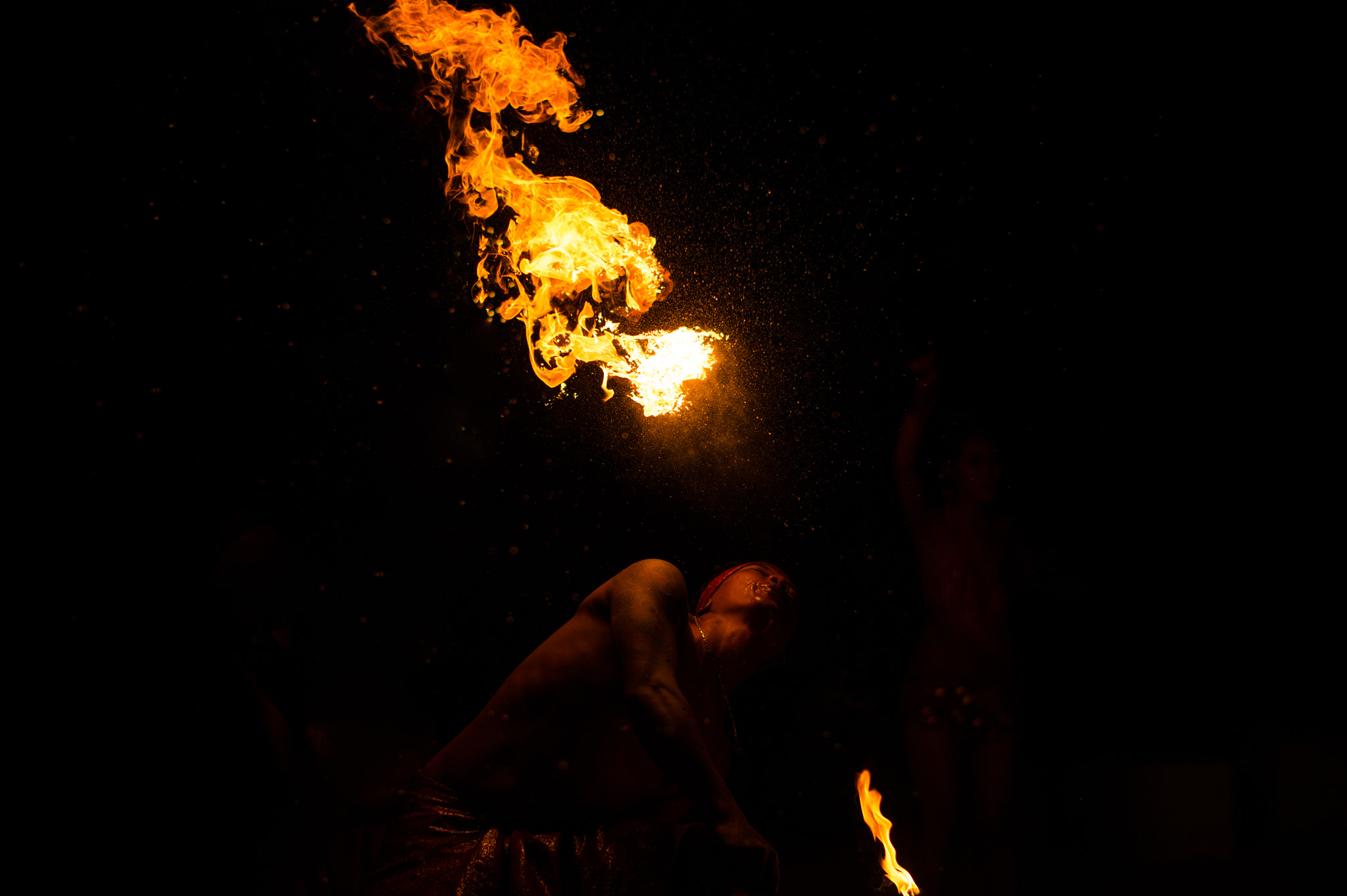 Nikon D4 + Nikon AF-S Nikkor 58mm F1.4G sample photo. Fire dance bali photography