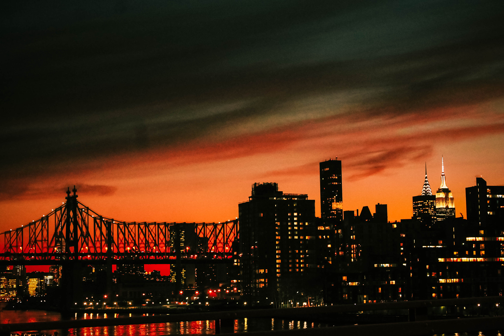 Canon EF 28-135mm F3.5-5.6 IS USM sample photo. Sunset over the midtown manhattan skyline photography