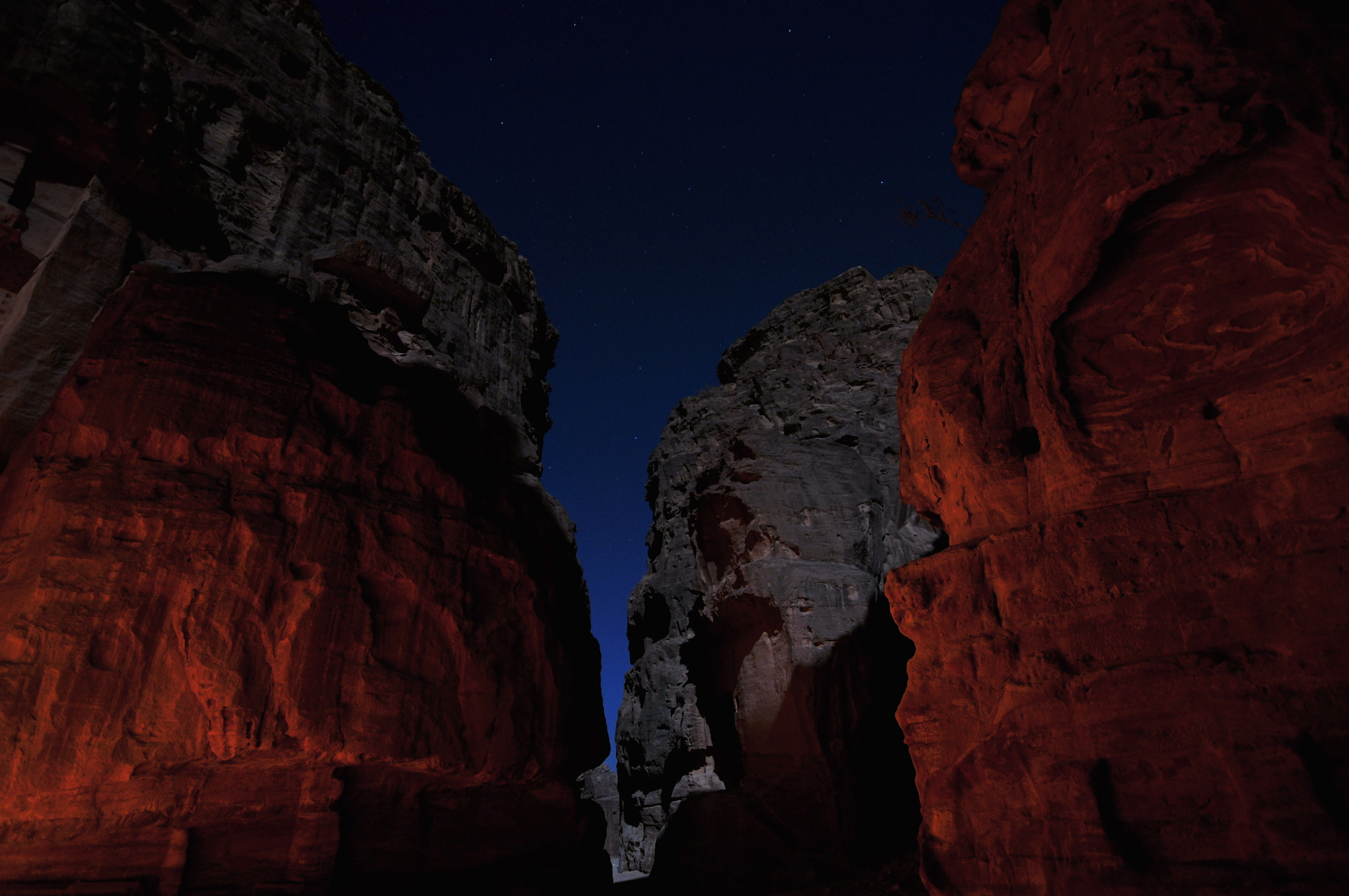 Facing the giant rocks