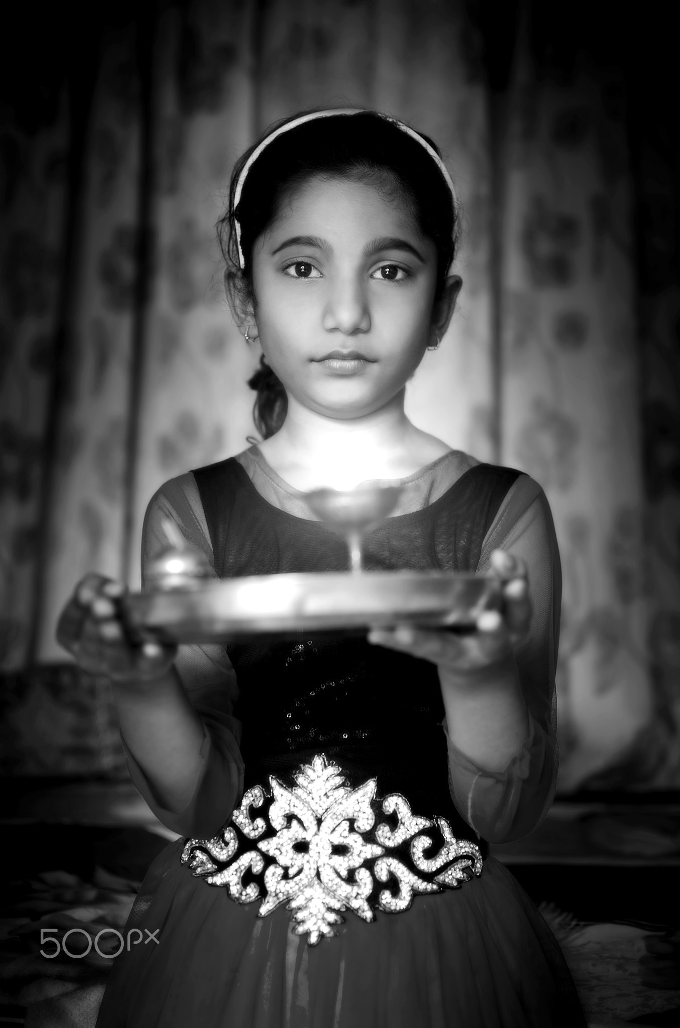 girl child portrait welcoming monochrome