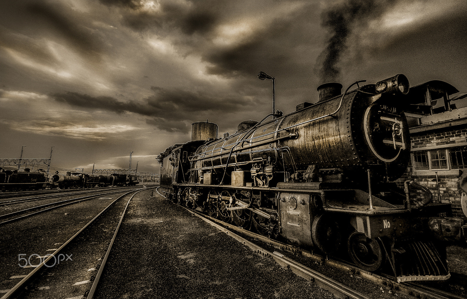 AF-S Nikkor 300mm f/2.8D IF-ED II sample photo. Steam train storm clouds photography