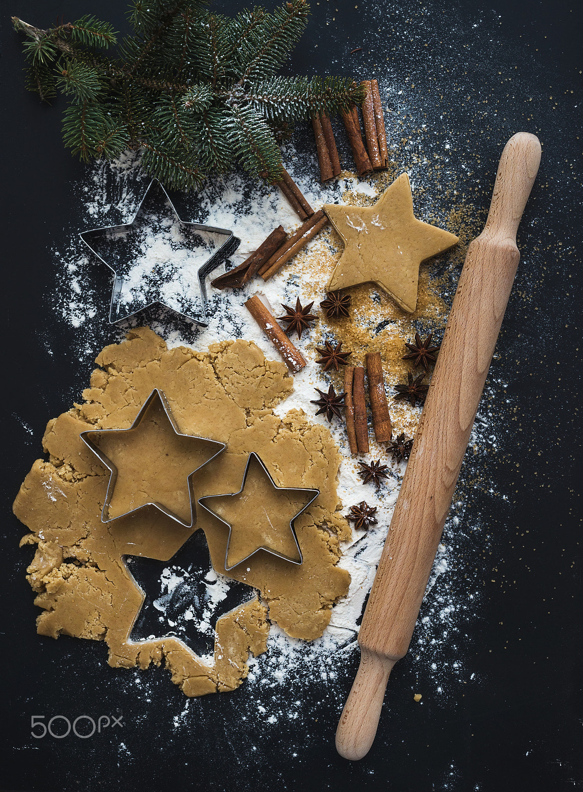 Nikon D610 + ZEISS Distagon T* 35mm F2 sample photo. Baking ingredients for christmas holiday traditional gingerbread cookies preparation, black backgrou photography