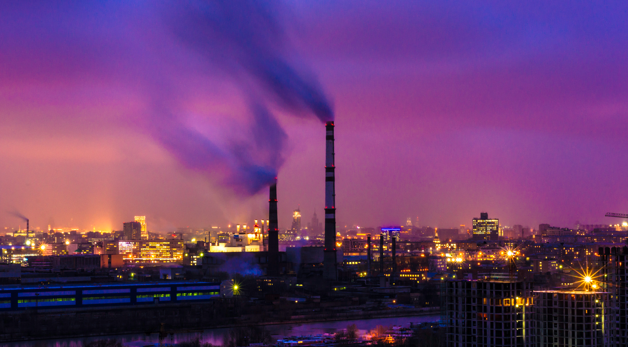 Sony Alpha DSLR-A500 + Sony 50mm F1.4 sample photo. Moscow sunset colours photography