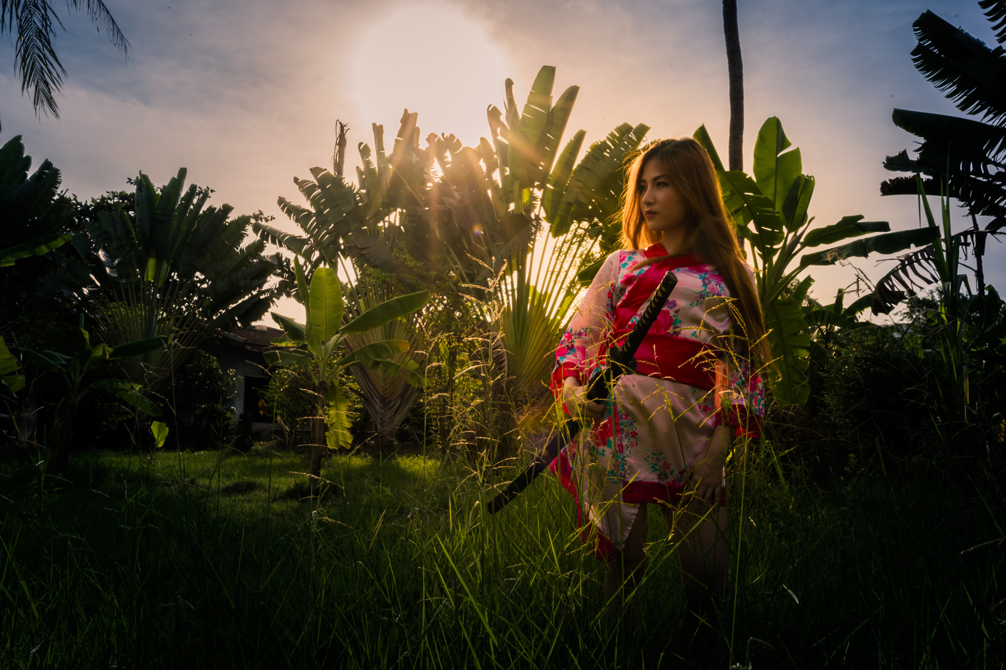 Nikon D3300 + Nikon AF-S Nikkor 20mm F1.8G ED sample photo. Thai girl in samurai suit photography