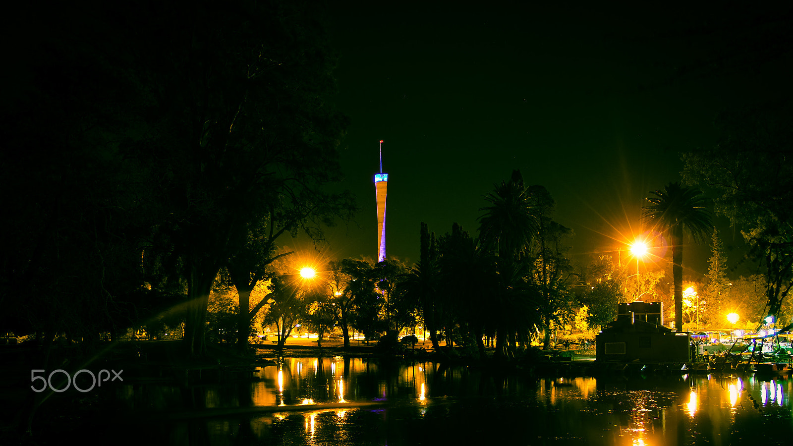 Sony SLT-A55 (SLT-A55V) sample photo. Night view of the sarmiento park in the center of photography