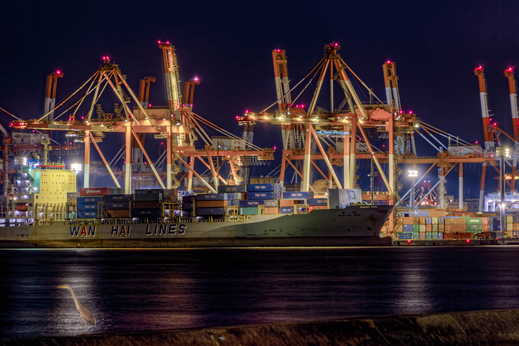 Canon EF 75-300mm F4.0-5.6 IS USM sample photo. Honmoku wharf - container ship photography