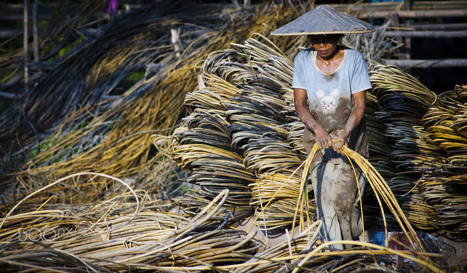 Nikon D70s + AF Nikkor 70-210mm f/4-5.6D sample photo. Traditional rattan laborers photography