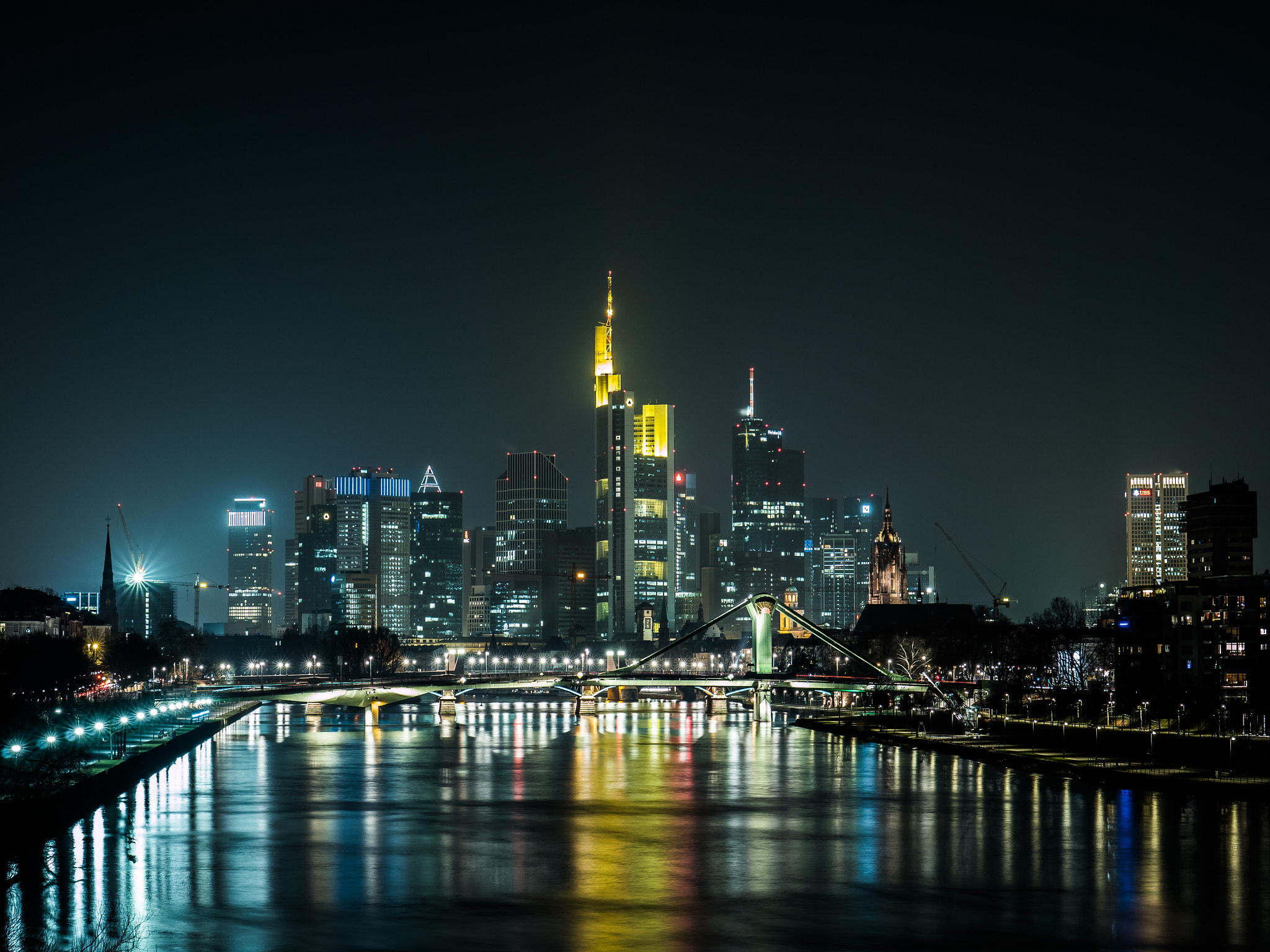 Panasonic Leica DG Nocticron 42.5mm F1.2 ASPH OIS sample photo. Skyline frankfurt at night photography