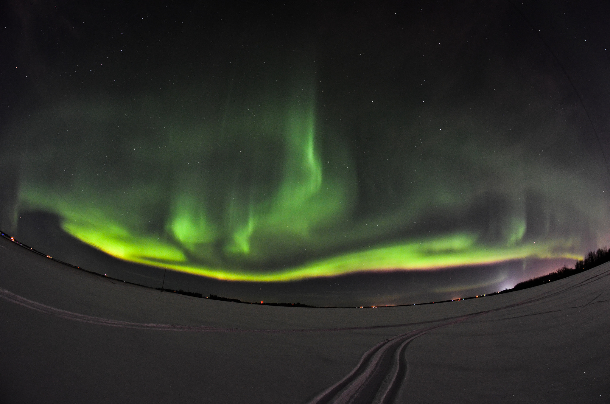 Nikon AF DX Fisheye-Nikkor 10.5mm F2.8G ED sample photo. Northern lights, edmonton, ab, canada photography