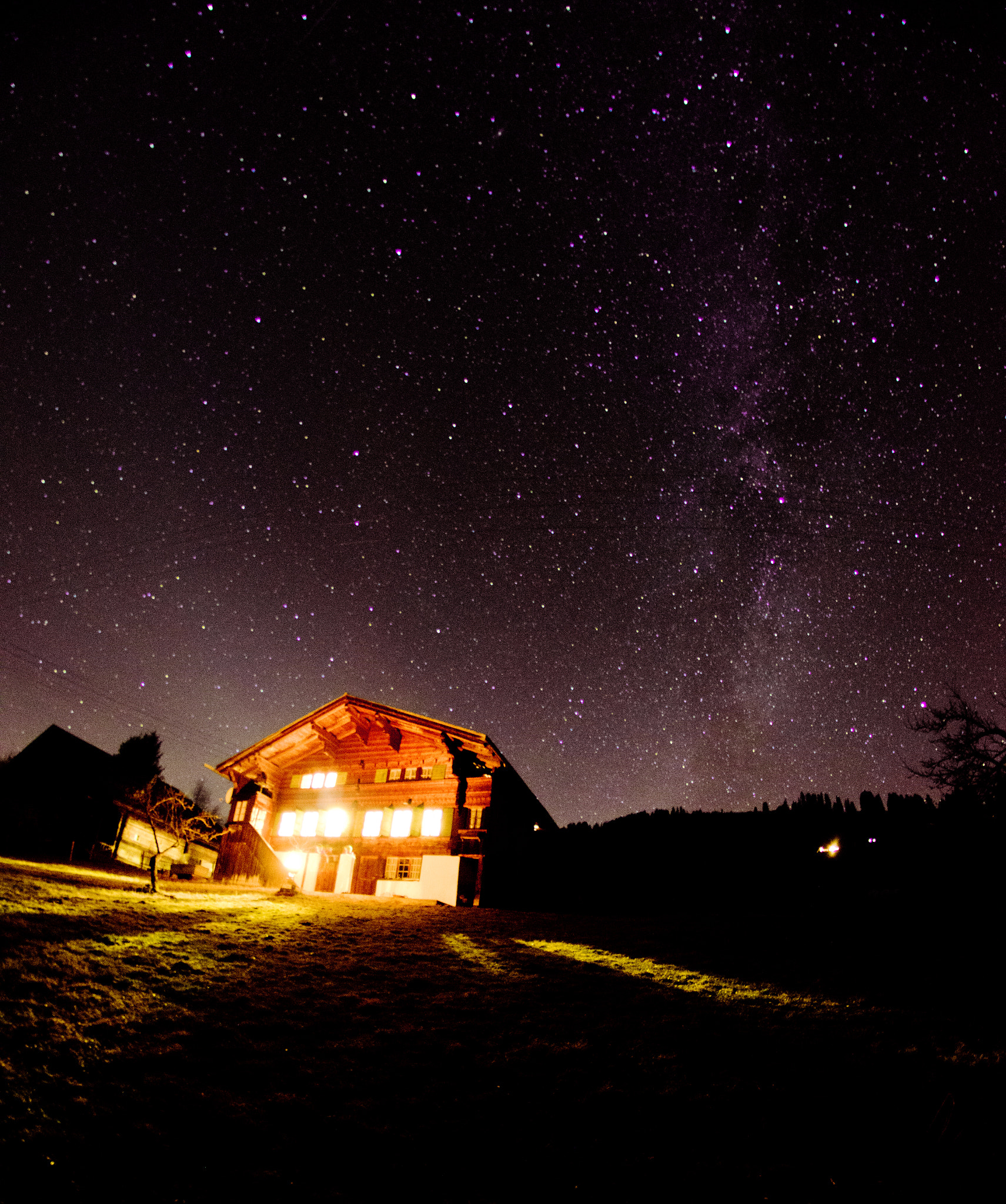 AF Zoom-Nikkor 35-105mm f/3.5-4.5D sample photo. Our house on the jaunpass in front of the milkyway photography