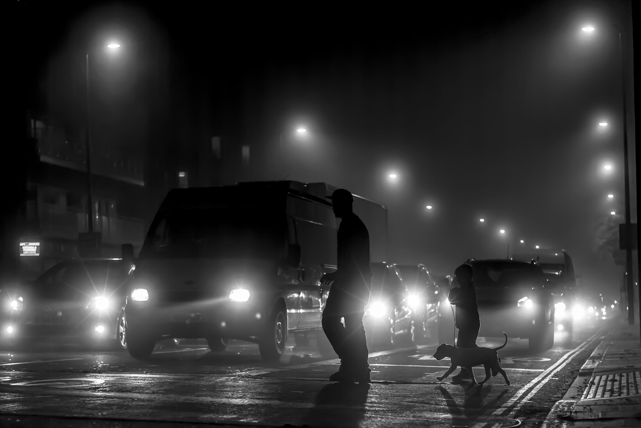 Summicron 1:2/50 Leitz sample photo. Foggy night photography