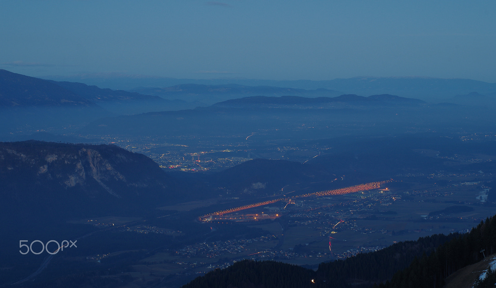 Pentax K-50 + Pentax smc FA 50mm F1.4 sample photo. Villach in twilight photography