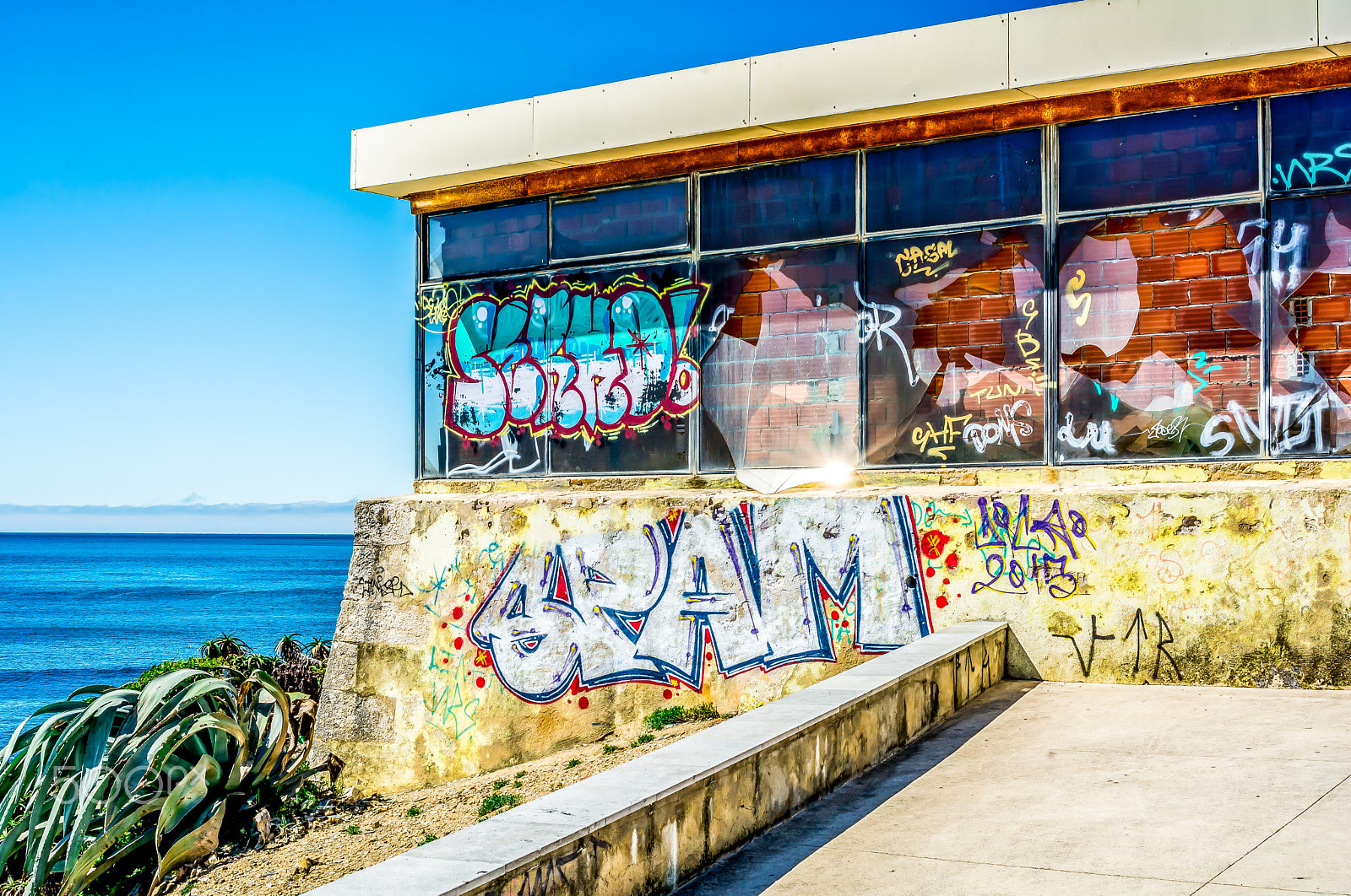 AF Zoom-Nikkor 28-80mm f/3.3-5.6G sample photo. Graffiti artists unleashed near ocean photography
