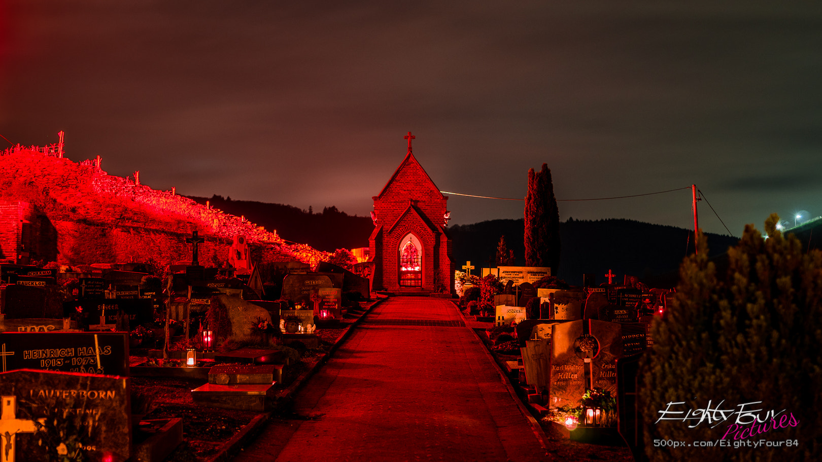 Sony a7 + Sigma 50mm F1.4 EX DG HSM sample photo. Illuminated cemetery photography