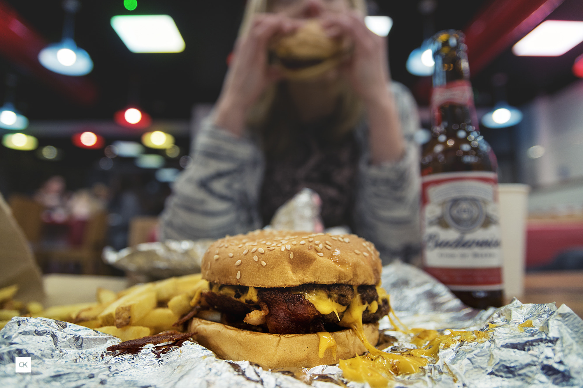 Sony ILCA-77M2 sample photo. Five guys bacon cheeseburger photography