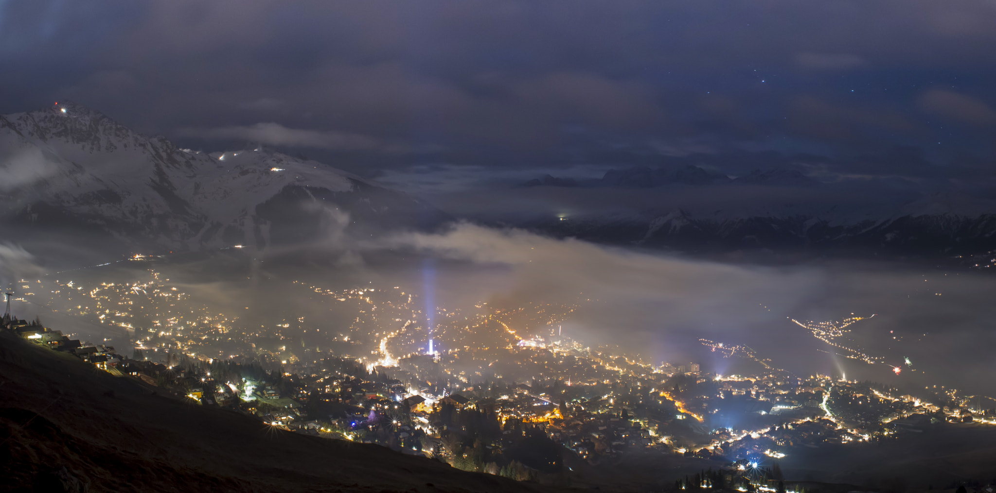 Nikon D610 + AF Nikkor 20mm f/2.8 sample photo. Verbier new year's eve panorama photography