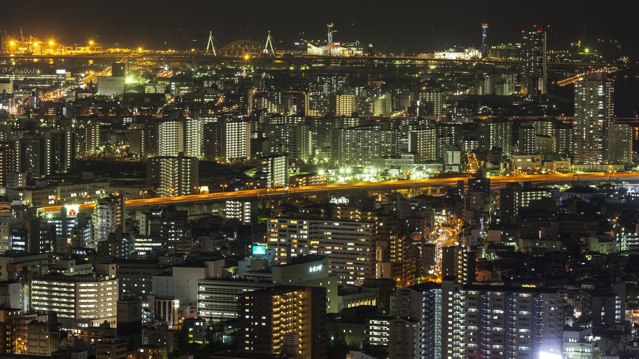 Canon EOS-1Ds Mark III + Canon EF 100-400mm F4.5-5.6L IS USM sample photo. Osaka cityscape at night photography