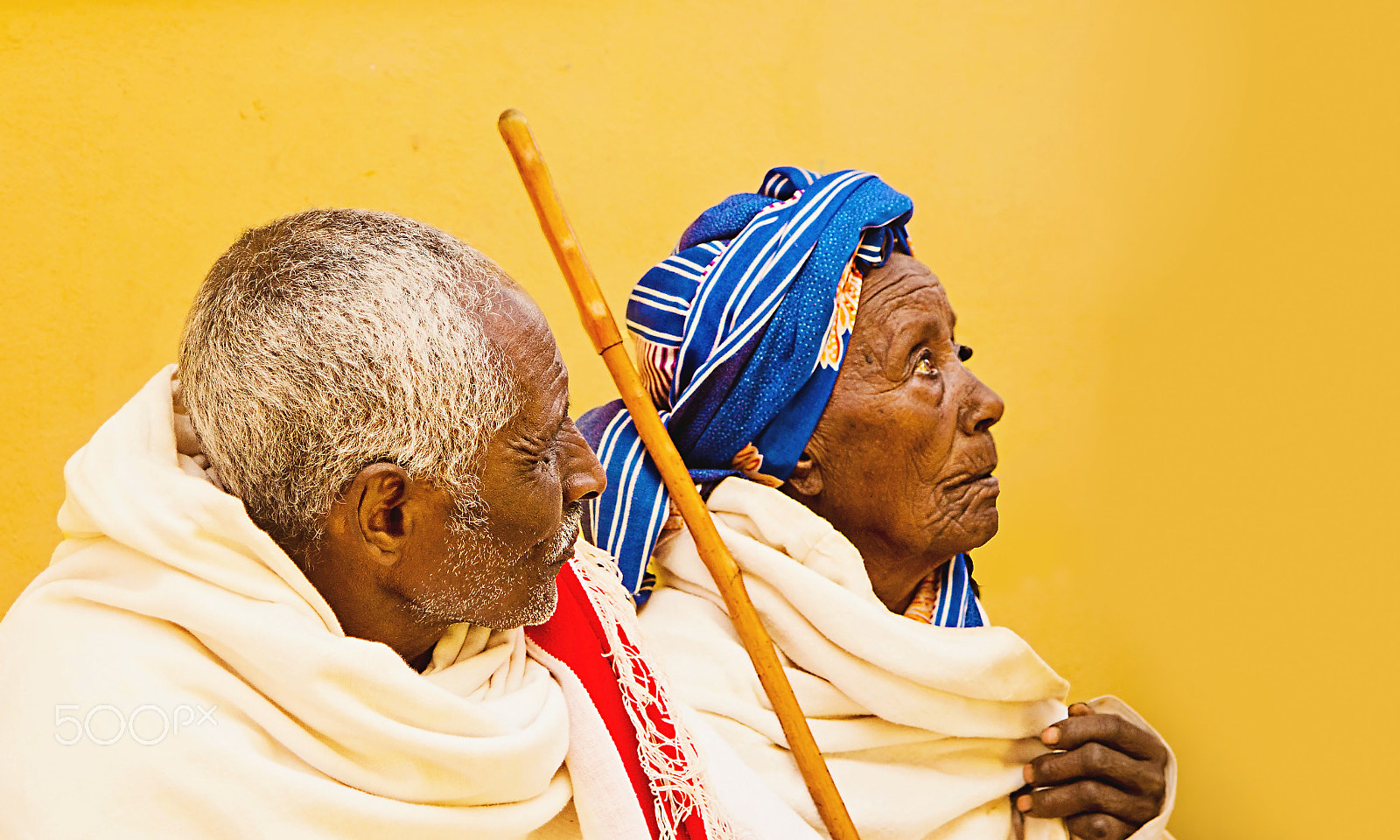 AF Zoom-Nikkor 24-120mm f/3.5-5.6D IF sample photo. Elderly couple in traditional garb - ethiopia photography