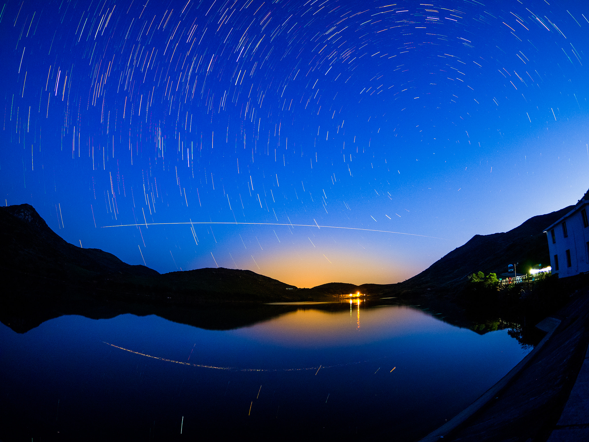 Olympus OM-D E-M10 + OLYMPUS M.8mm F1.8 sample photo. Star trail with iss passing photography