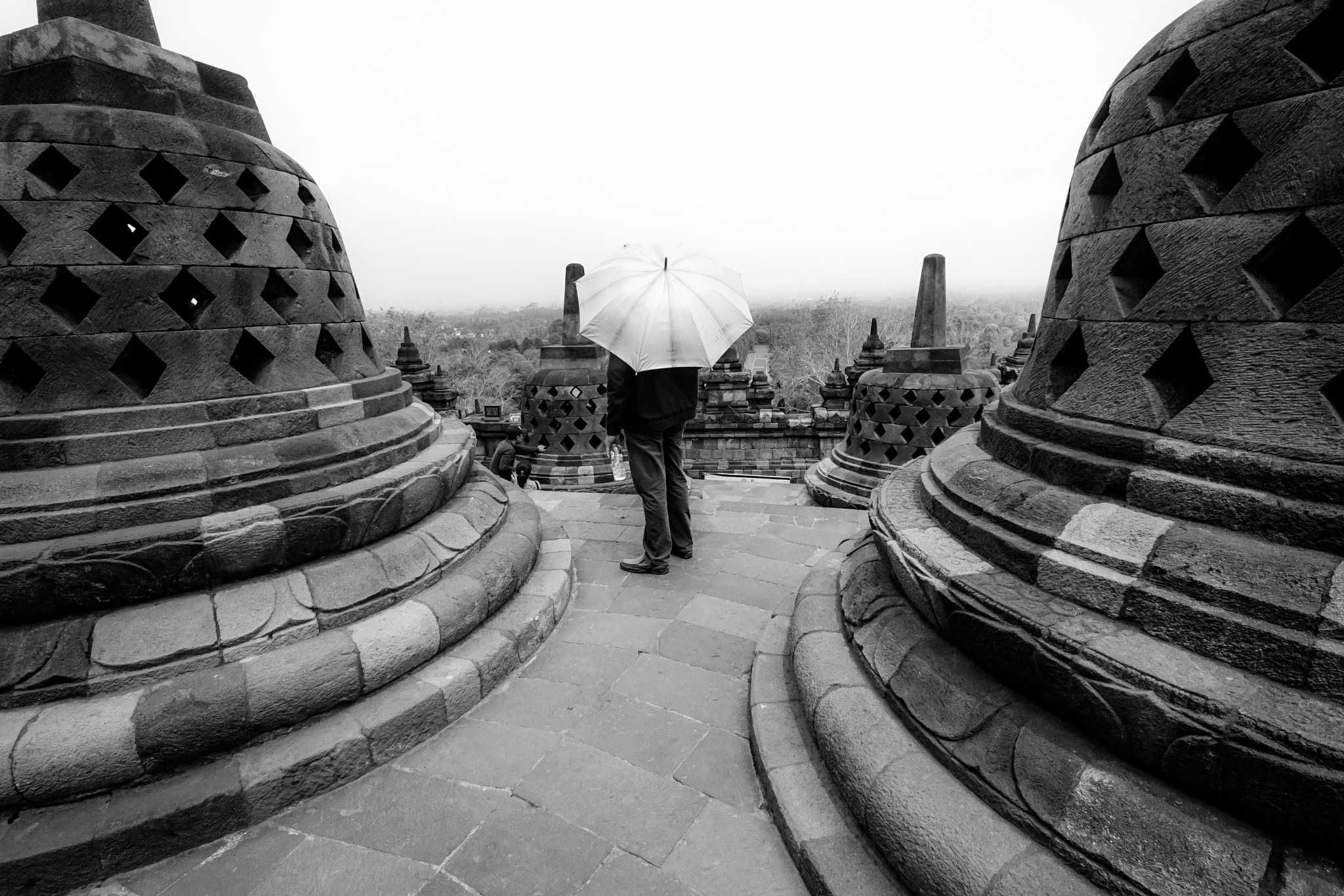 Sony a7 II + 20mm F2.8 sample photo. Borobudur umbrella photography
