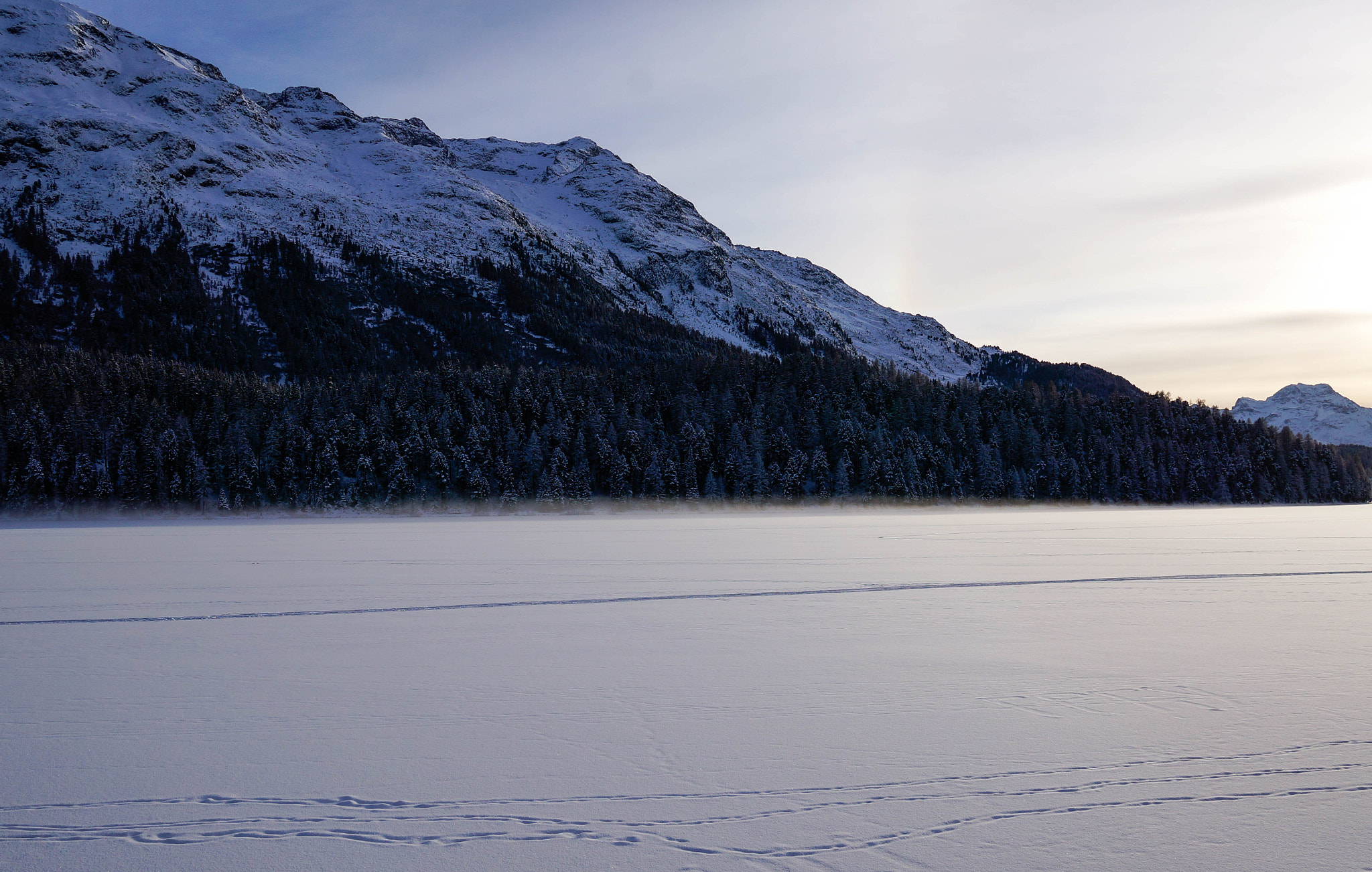 Sony Alpha NEX-5T + Sigma 19mm F2.8 EX DN sample photo. Frozen lake in st. moritz photography