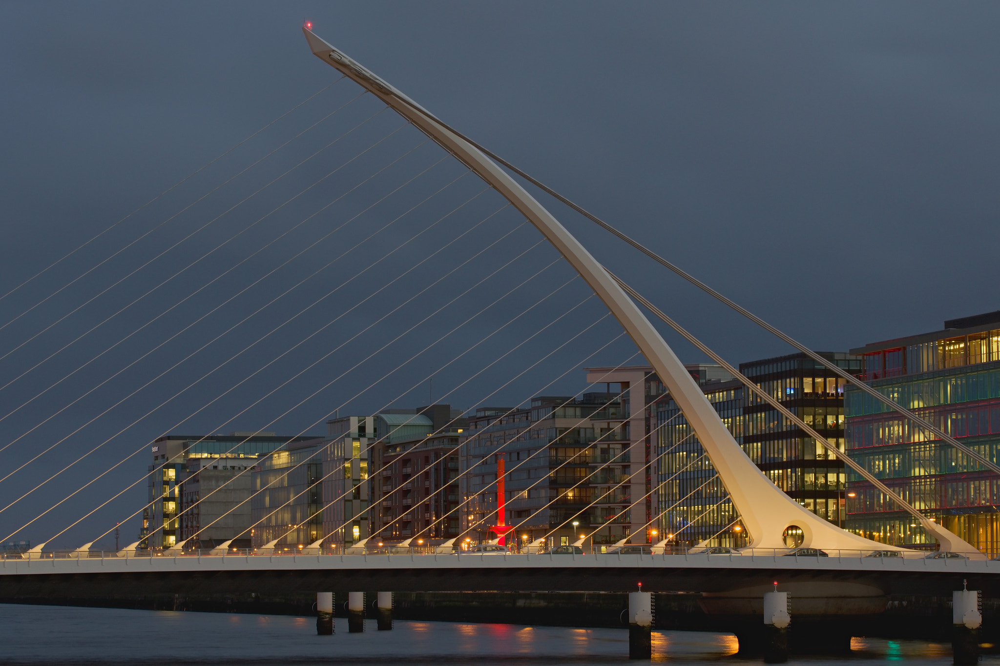 Nikon D3200 + 70.00 - 300.00 mm f/4.0 - 5.6 sample photo. Samuel beckett bridge in dublin photography