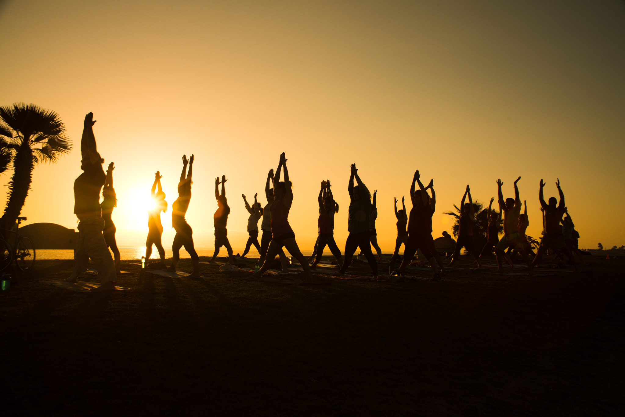 Nikon D800 + AF Zoom-Nikkor 28-200mm f/3.5-5.6D IF sample photo. Yoga class at sunset photography