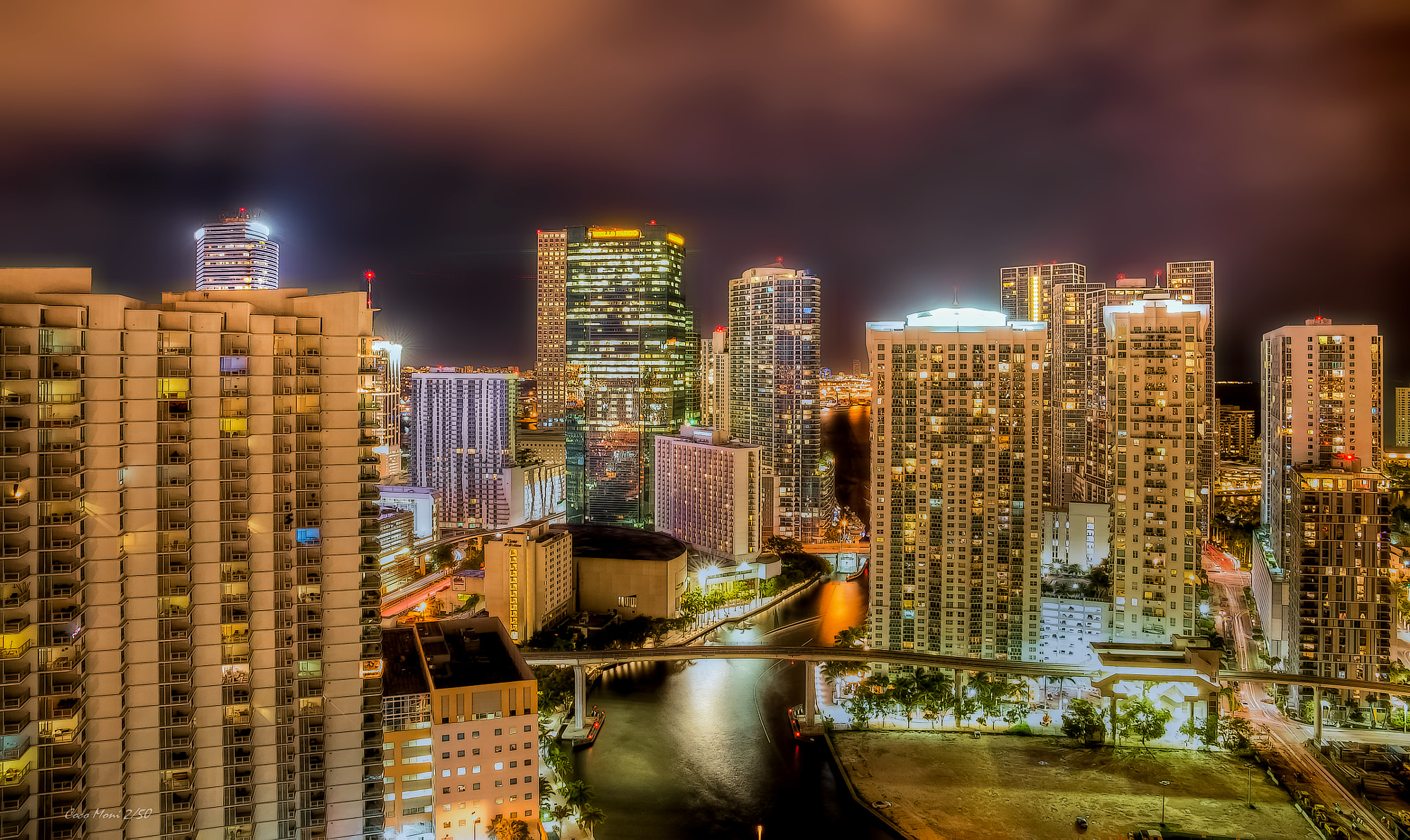 Nikon D600 sample photo. Miami river night photography