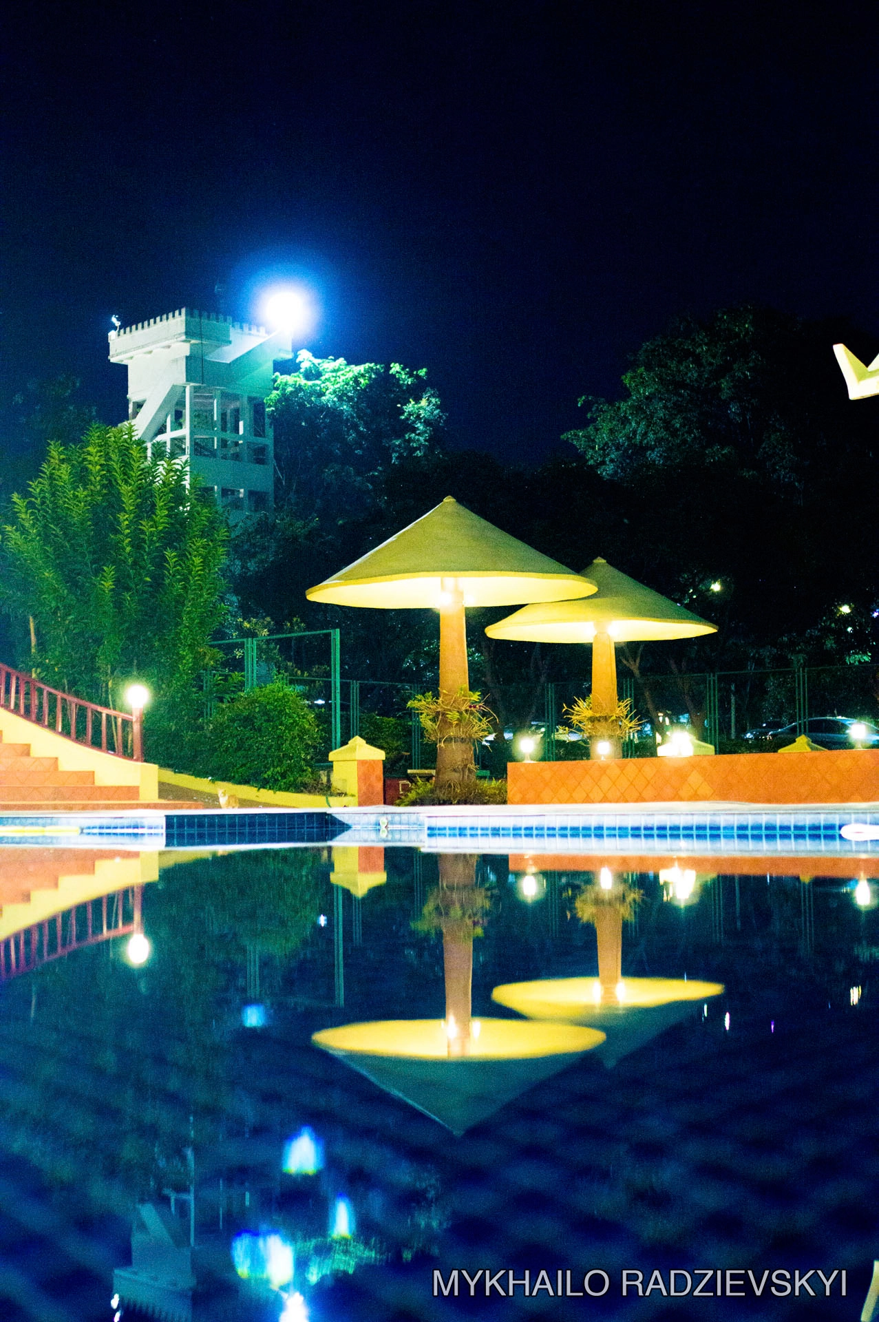 Nikon D3200 + Sigma 35mm F1.4 DG HSM Art sample photo. Pool at night photography