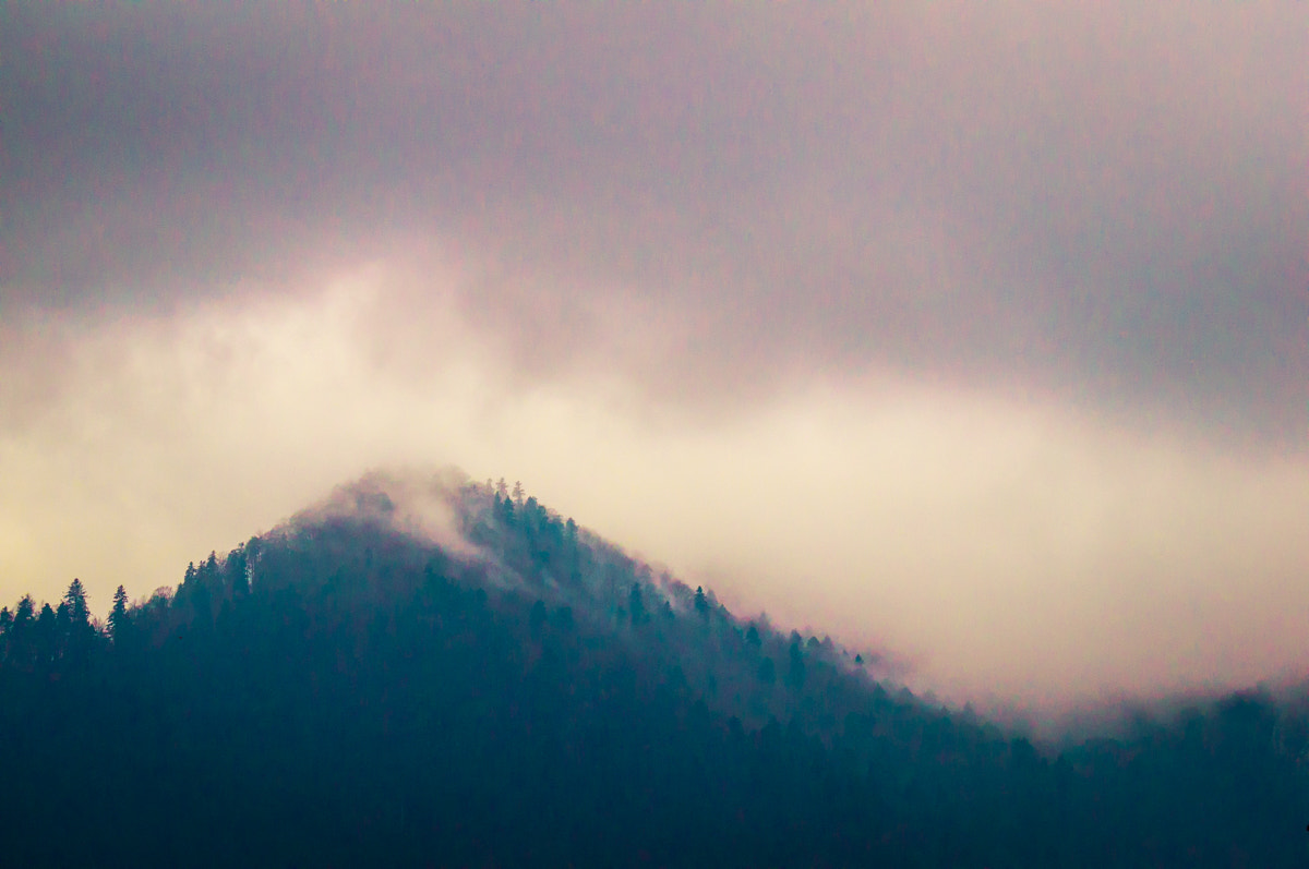 Sony 70-300mm F4.5-5.6 G SSM sample photo. Mist in mountains photography