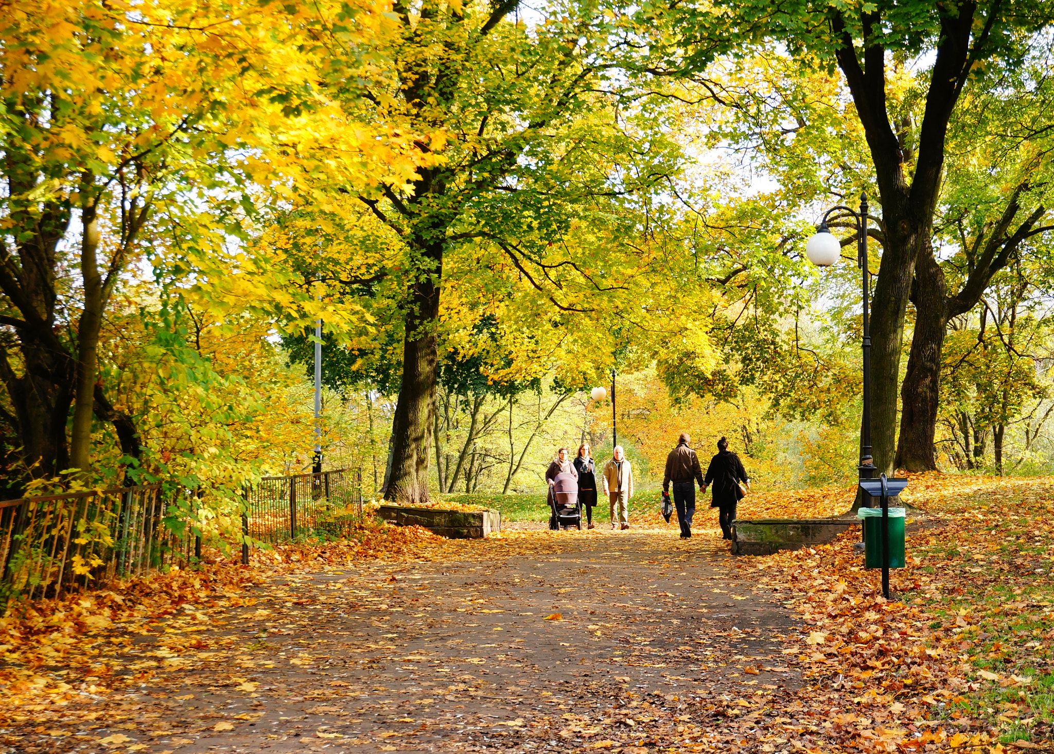 Sony Alpha NEX-5N + Sony E 16-50mm F3.5-5.6 PZ OSS sample photo. Poznan, poland - october 20, 2013: people walking at a park in the autumn season photography