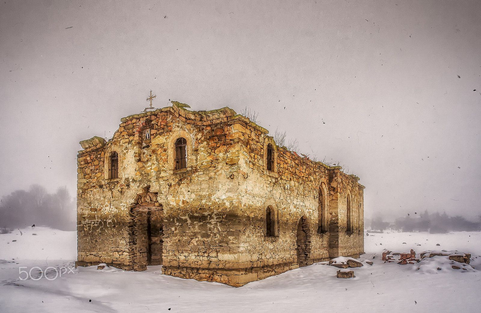 Nikon D5100 + Samyang 16mm F2 ED AS UMC CS sample photo. Submerged church sveti ivan rilski in winter photography