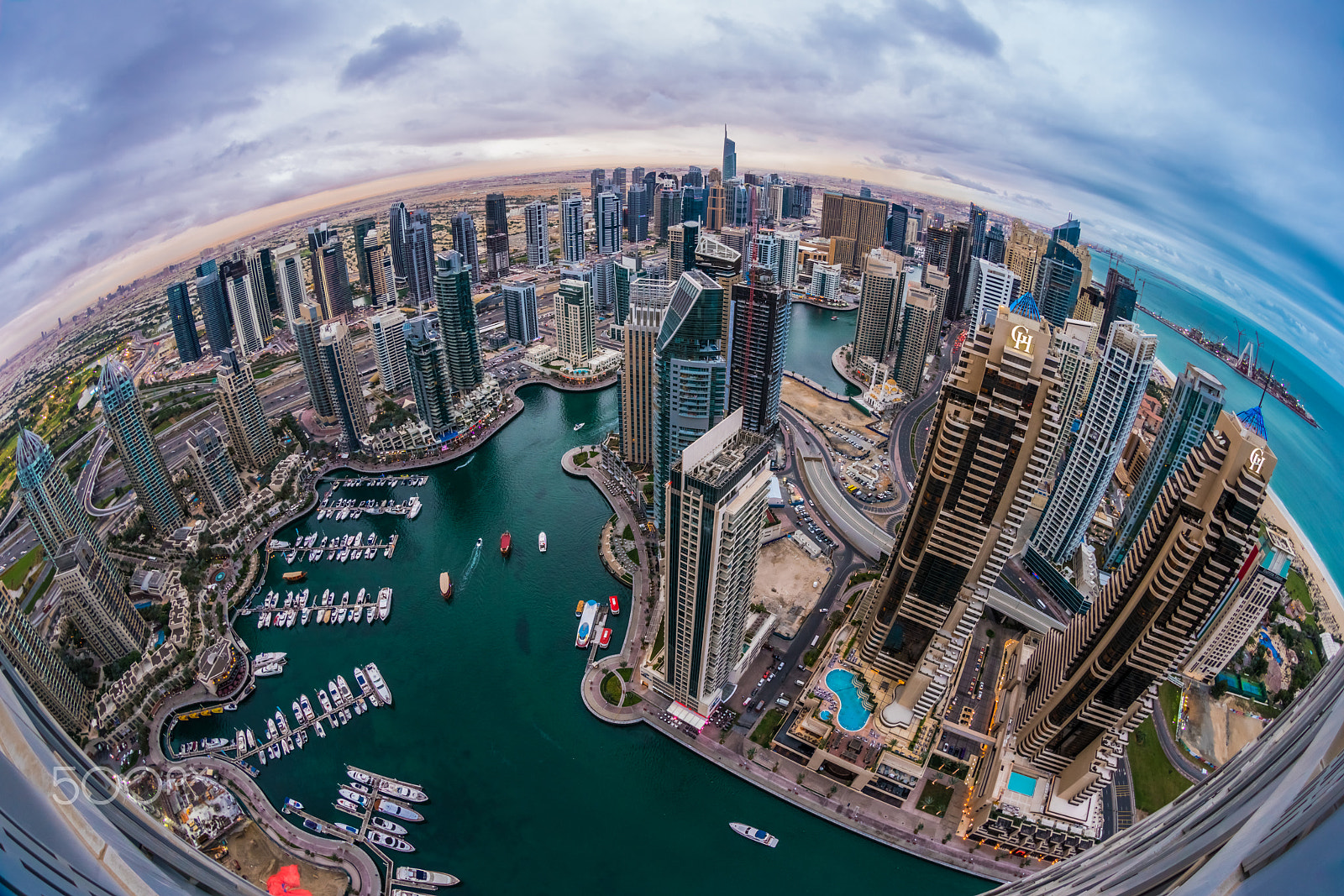Sony a7R II + Canon EF 8-15mm F4L Fisheye USM sample photo. Dubai's colorful sky photography