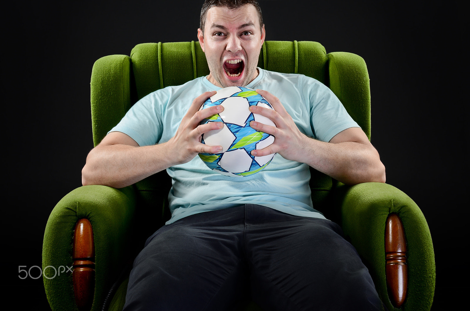 AF Zoom-Nikkor 24-50mm f/3.3-4.5D sample photo. Screaming fan, portrait of angry young man with football ball si photography