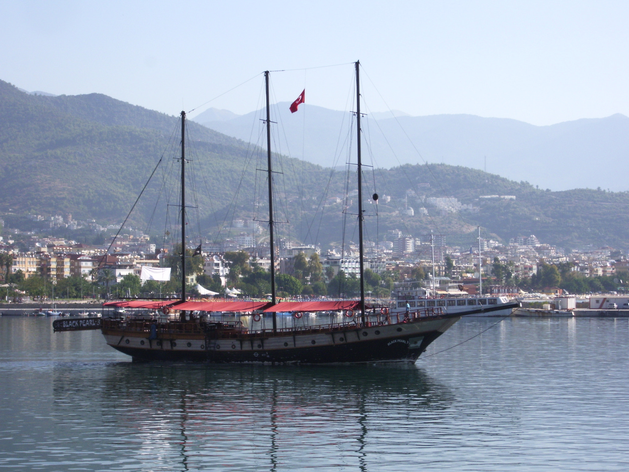 Pentax OPTIO S60 sample photo. Black pearl boat, alanya photography