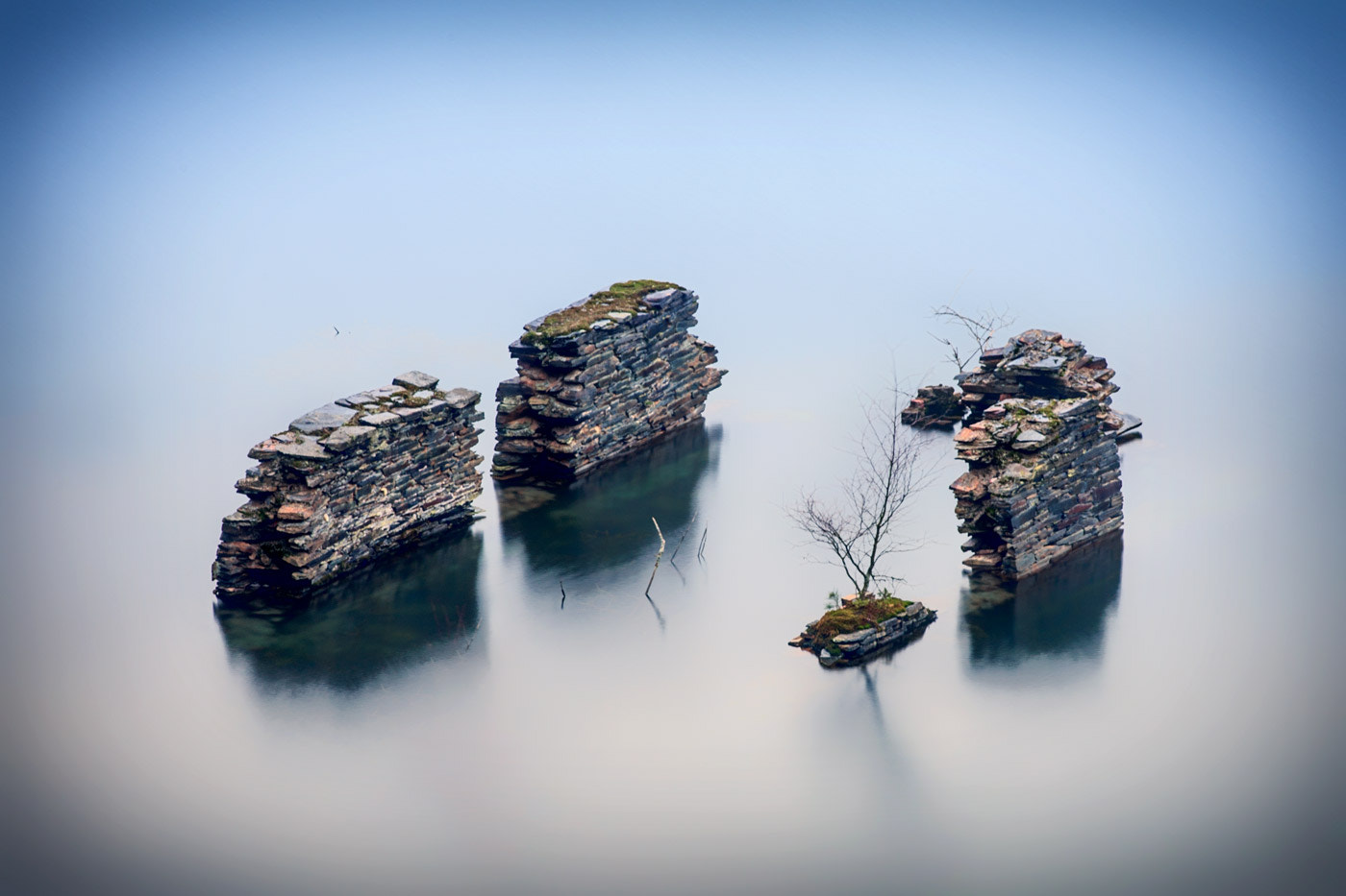 Canon EOS 5D + Canon EF 300mm f/2.8L sample photo. Ruins in a lake photography