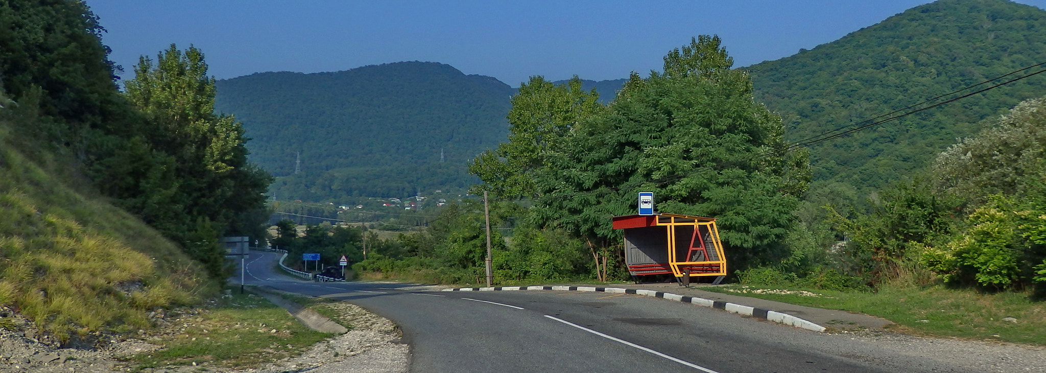 Olympus SH-50 sample photo. Bus stop photography