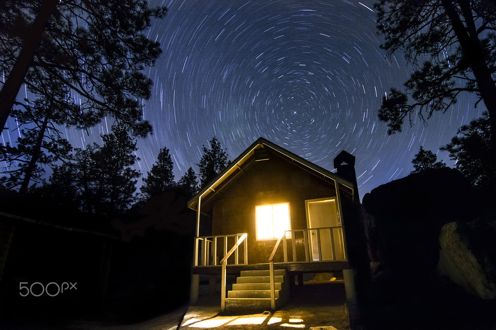Canon EOS 550D (EOS Rebel T2i / EOS Kiss X4) + Tokina AT-X Pro 12-24mm F4 (IF) DX sample photo. Cabin and star trails in the forest photography